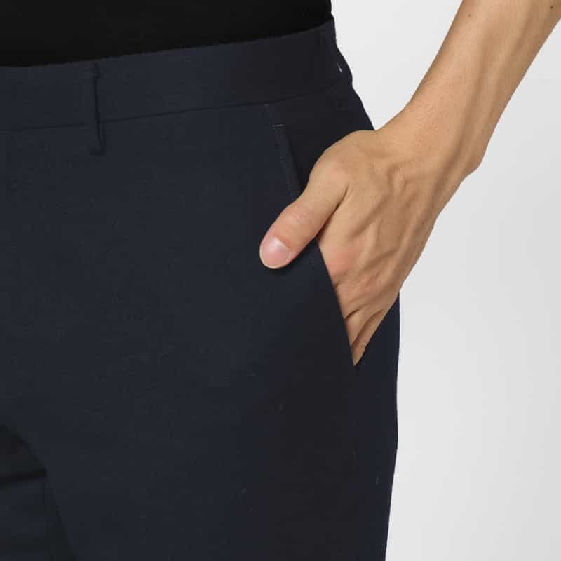 BARNEYS NEW YORK フランネル素材ストレートパンツ NAVY