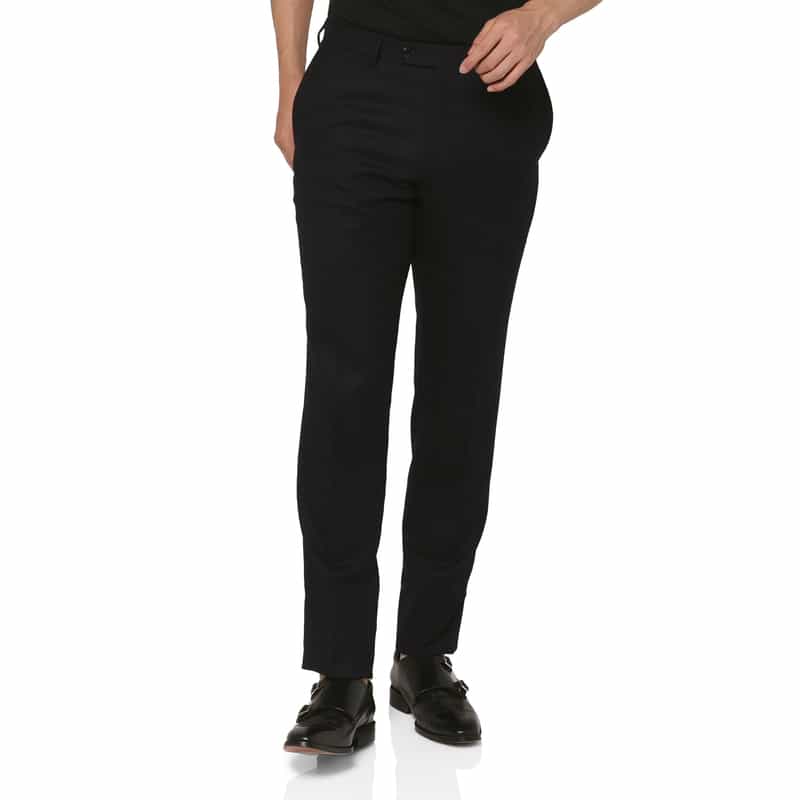 BARNEYS NEW YORK フランネル素材ストレートパンツ BLACK