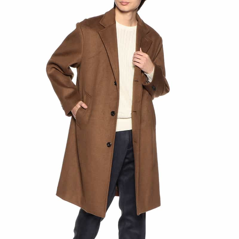 BARNEYS NEW YORK ニットメルトンビーバーチェスターコート BROWN