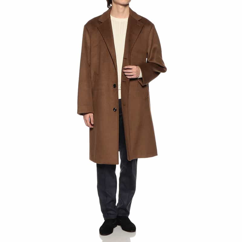 BARNEYS NEW YORK ニットメルトンビーバーチェスターコート BROWN