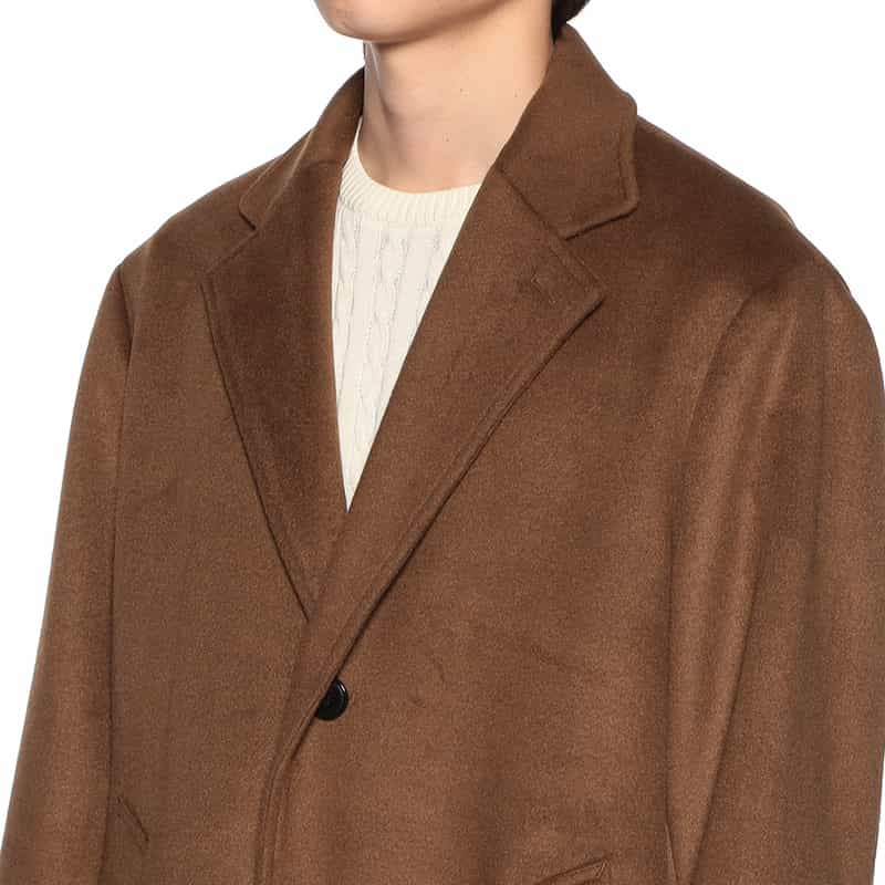 BARNEYS NEW YORK ニットメルトンビーバーチェスターコート BROWN