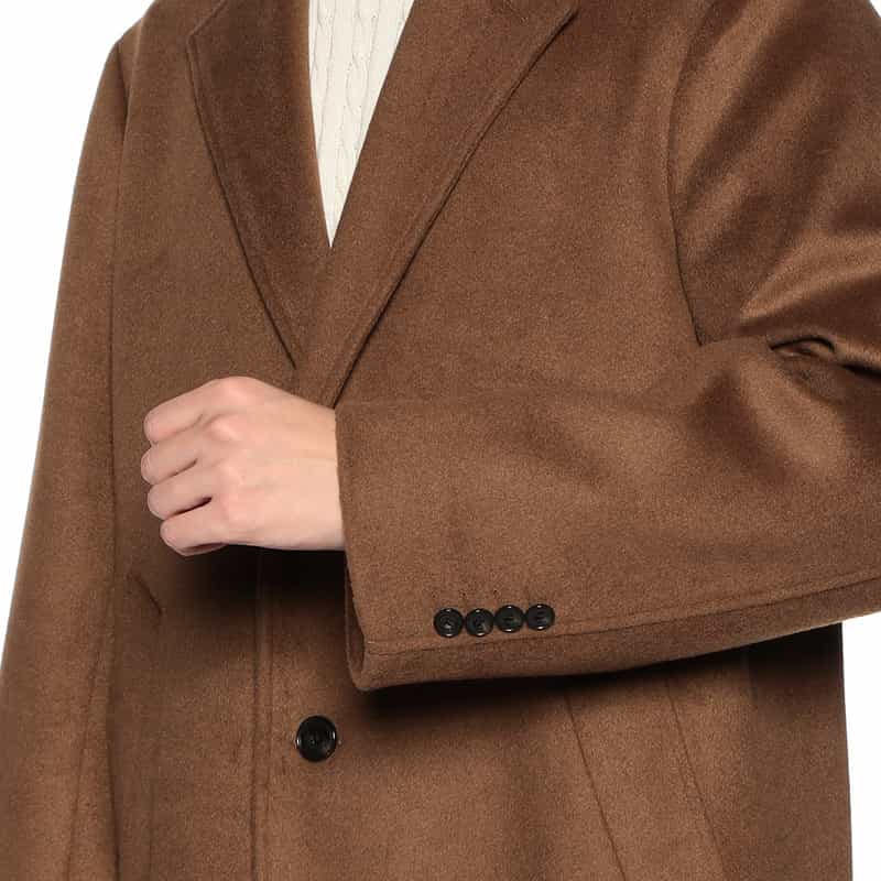 BARNEYS NEW YORK ニットメルトンビーバーチェスターコート BROWN