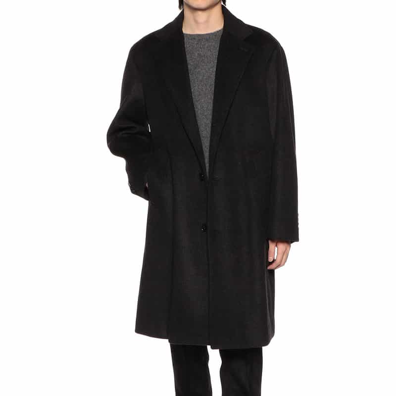 BARNEYS NEW YORK ニットメルトンビーバーチェスターコート GRAY