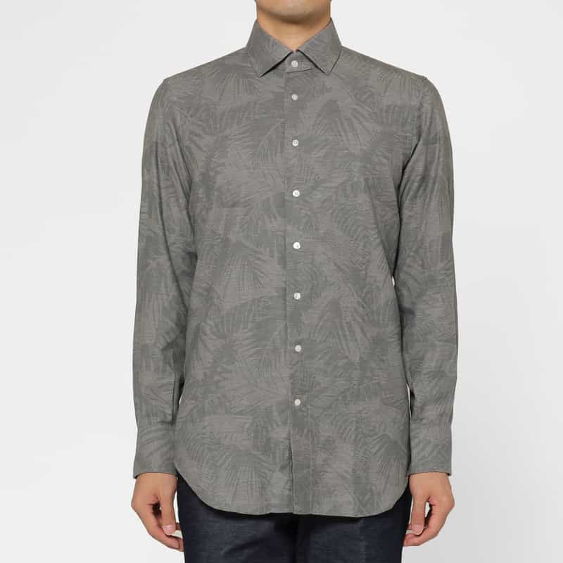 BARNEYS NEW YORK ペイズリー柄コットンカジュアルシャツ GRAY