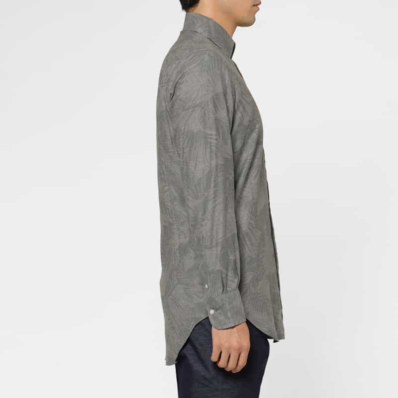 BARNEYS NEW YORK ペイズリー柄コットンカジュアルシャツ GRAY