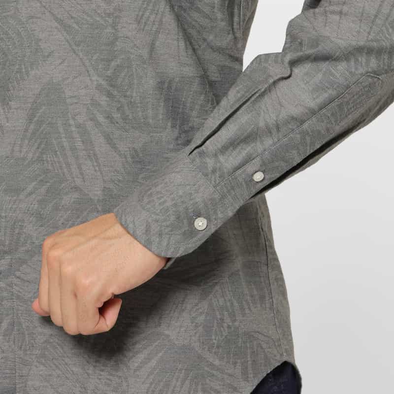 BARNEYS NEW YORK ペイズリー柄コットンカジュアルシャツ GRAY