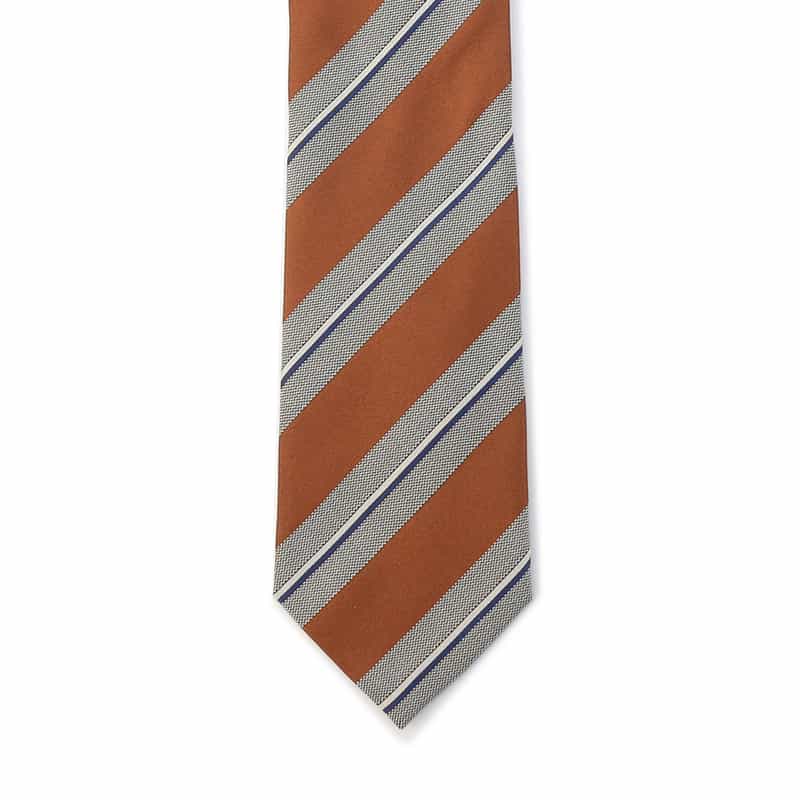 BARNEYS NEW YORK ワイドストライプ柄タイ ORANGE