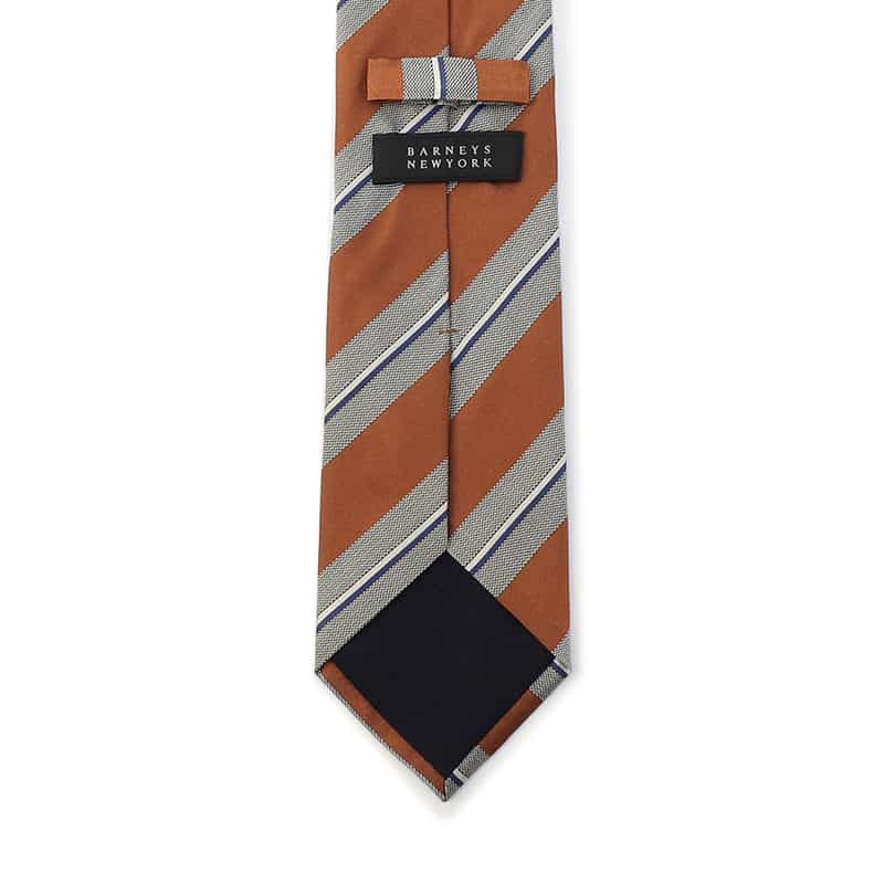BARNEYS NEW YORK ワイドストライプ柄タイ ORANGE