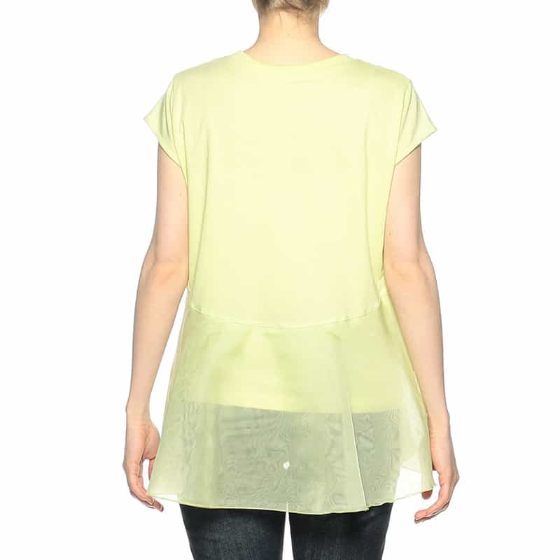 BARNEYS NEW YORK ウォッシャブルウエスト切替ペプラムカットソー LIGHT GREEN