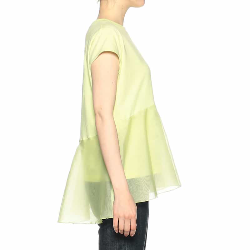BARNEYS NEW YORK ウォッシャブルウエスト切替ペプラムカットソー LIGHT GREEN