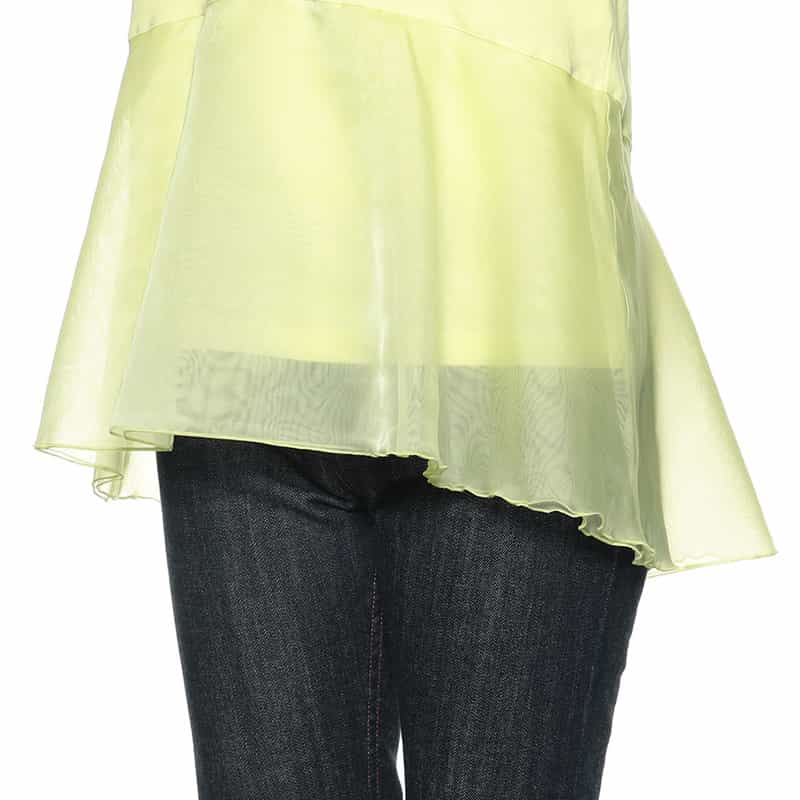 BARNEYS NEW YORK ウォッシャブルウエスト切替ペプラムカットソー LIGHT GREEN