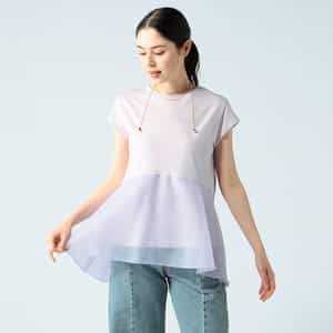 ウォッシャブルウエスト切替ペプラムカットソー