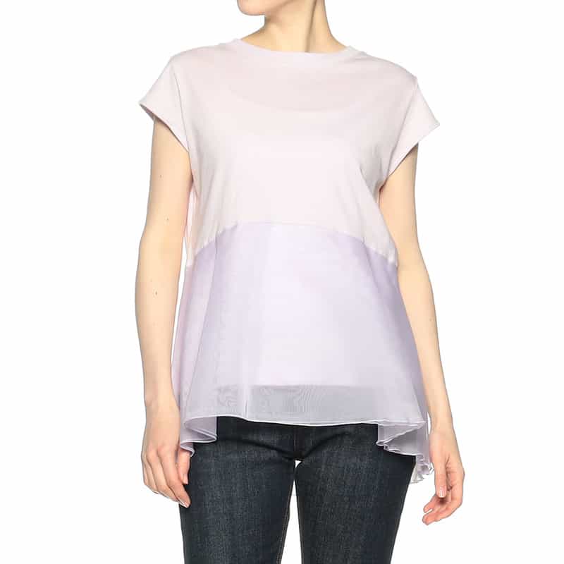 BARNEYS NEW YORK ウォッシャブルウエスト切替ペプラムカットソー LIGHT PURPLE