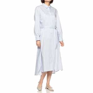 ウォッシャブルマルチストライプ柄ロングシャツドレス