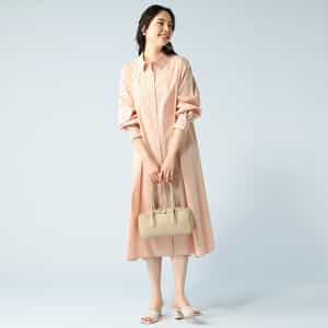 ウォッシャブルマルチストライプ柄ロングシャツドレス