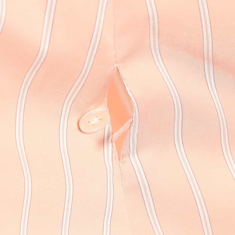 BARNEYS NEW YORK ウォッシャブルマルチストライプ柄ロングシャツドレス ORANGE