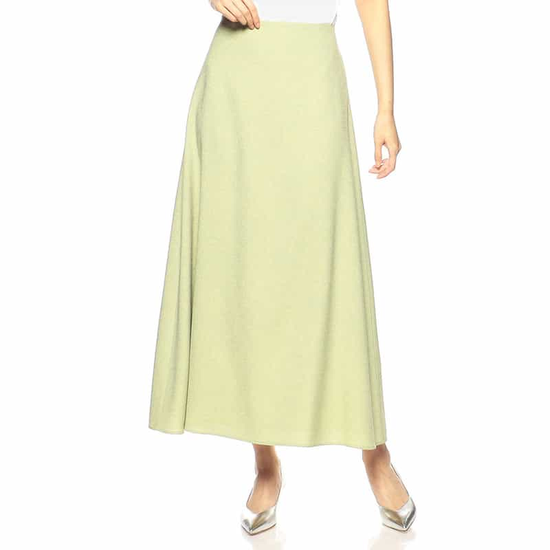 BARNEYS NEW YORK セットアップウォッシャブルリネンライクフレアロングスカート LIGHT GREEN