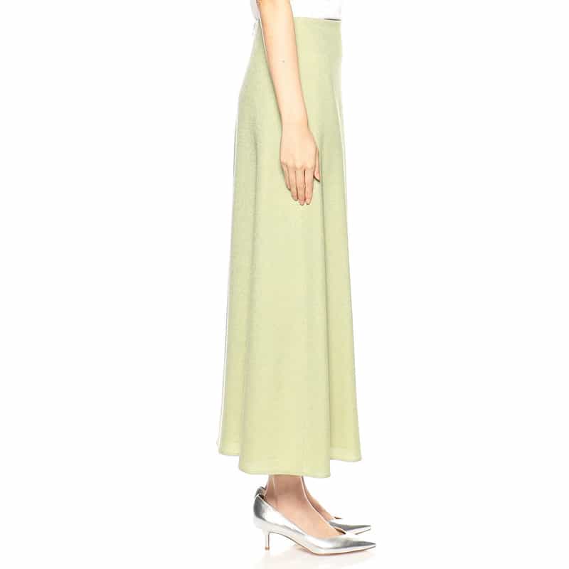 BARNEYS NEW YORK セットアップウォッシャブルリネンライクフレアロングスカート LIGHT GREEN