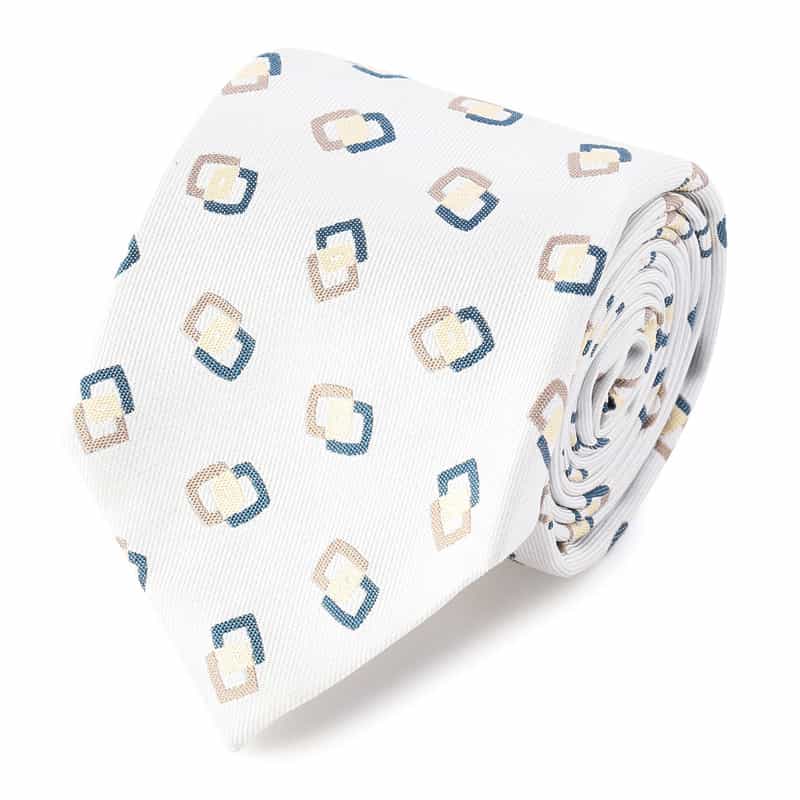 BARNEYS NEW YORK チェーン柄タイ WHITE