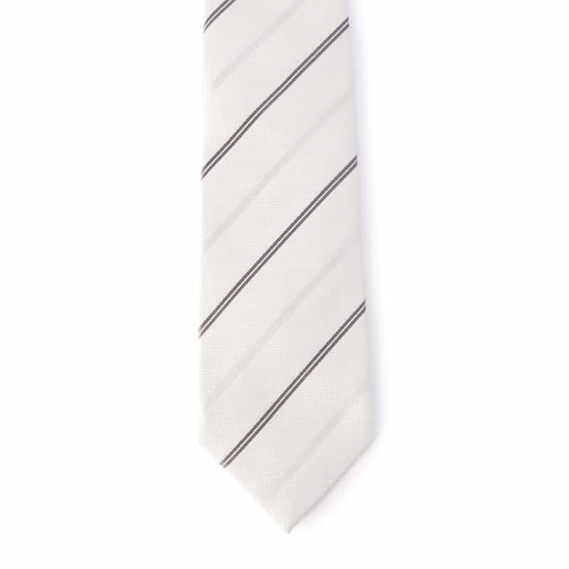 BARNEYS NEW YORK ストライプ柄フォーマルタイ WHITE