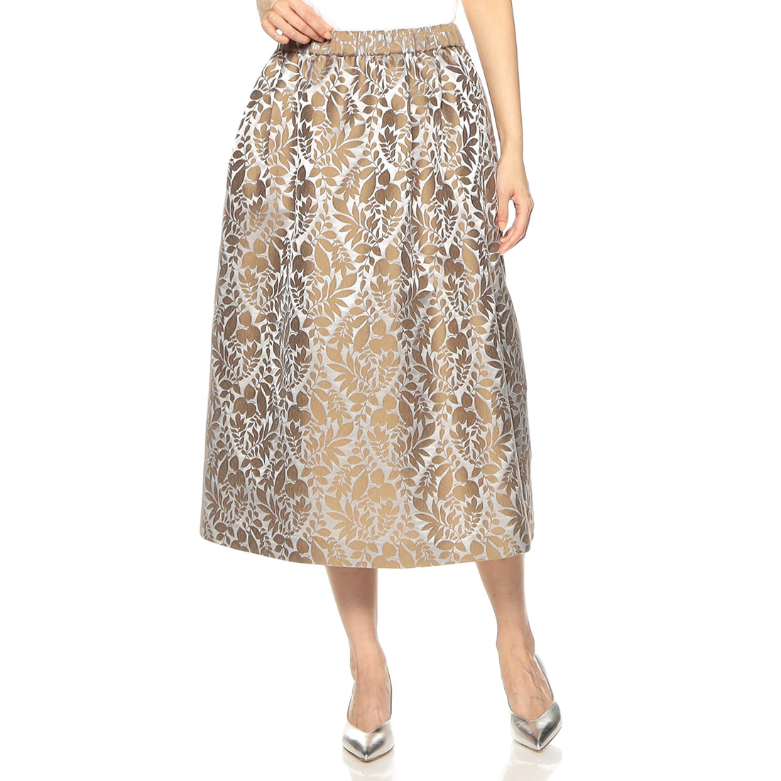 リーフプリントジャカードスカート