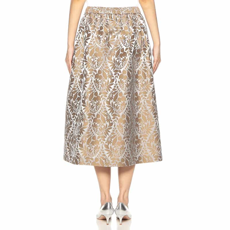 BARNEYS NEW YORK リーフプリントジャカードスカート SILVER