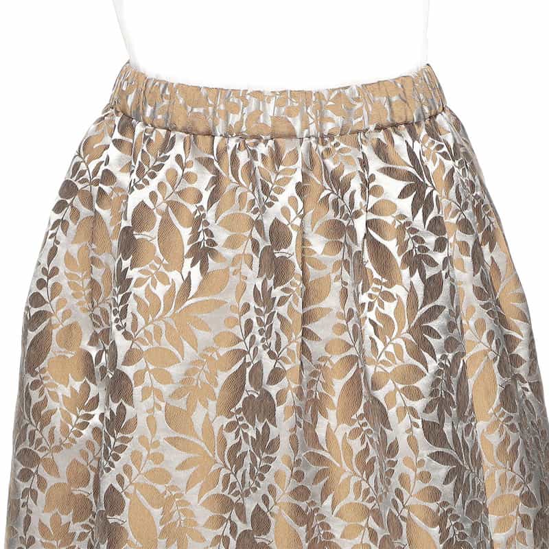 BARNEYS NEW YORK リーフプリントジャカードスカート SILVER
