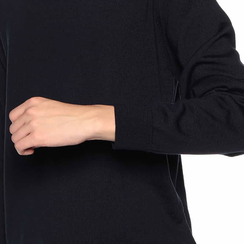 BARNEYS NEW YORK ウォッシャブルウールタートルネックニットプルオーバー NAVY