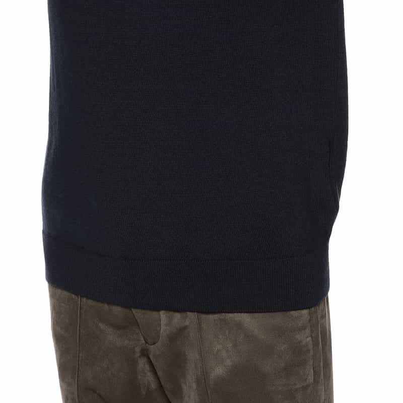 BARNEYS NEW YORK ウォッシャブルウールタートルネックニットプルオーバー NAVY