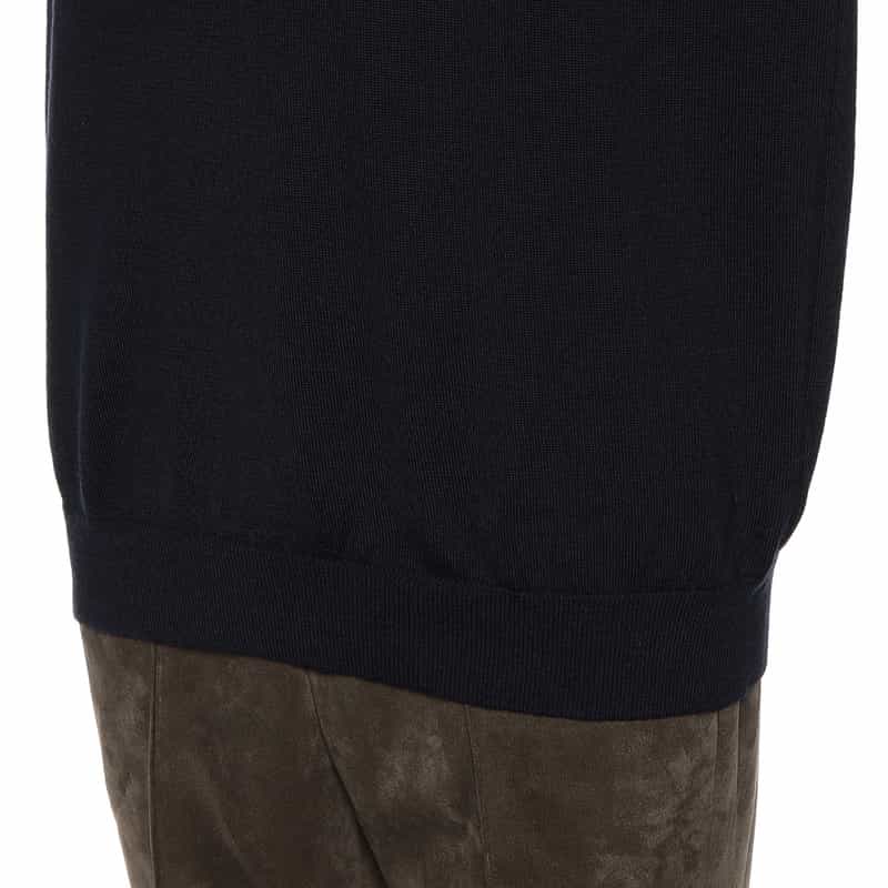 BARNEYS NEW YORK ウォッシャブルウールニットポロシャツ NAVY