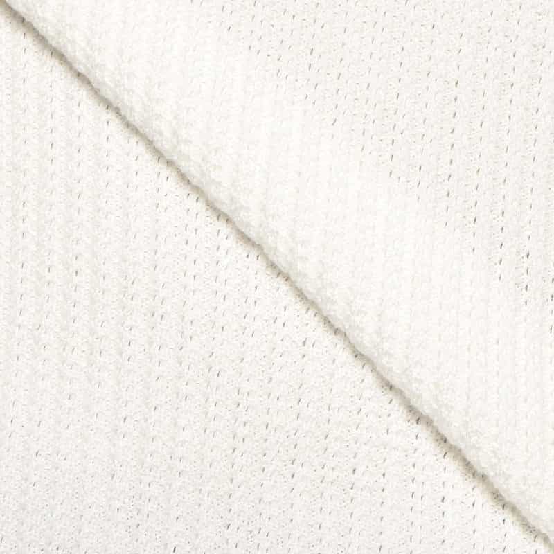 BARNEYS NEW YORK 海島綿ワッフルクルーネックニットプルオーバー WHITE