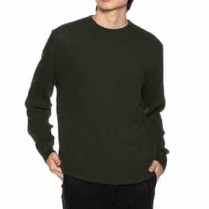 海島綿ワッフルクルーネックニットプルオーバー