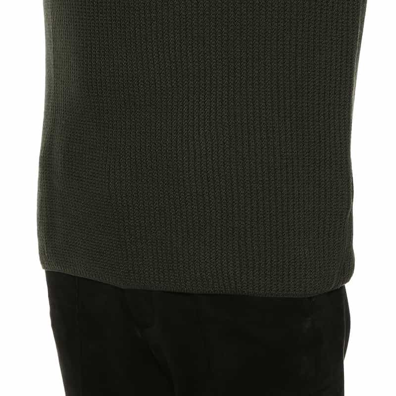 BARNEYS NEW YORK 海島綿ワッフルクルーネックニットプルオーバー KHAKI