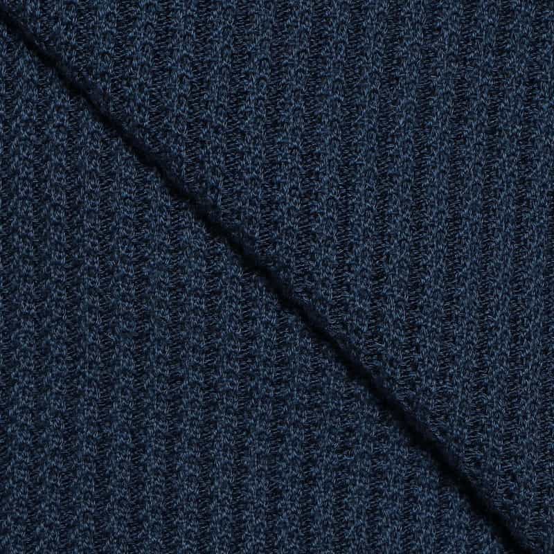 BARNEYS NEW YORK 海島綿ワッフルクルーネックニットプルオーバー BLUE