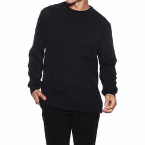 海島綿ワッフルクルーネックニットプルオーバー