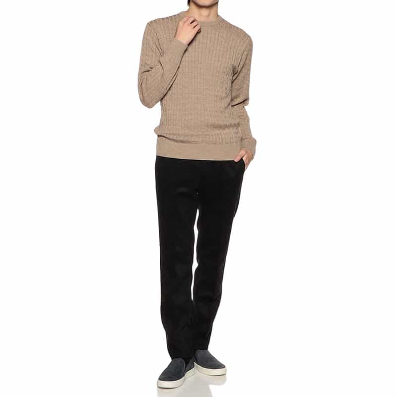 BARNEYS NEW YORK ウォッシャブルケーブルニットプルオーバー BEIGE