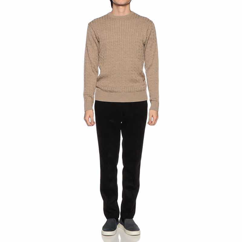 BARNEYS NEW YORK ウォッシャブルケーブルニットプルオーバー BEIGE