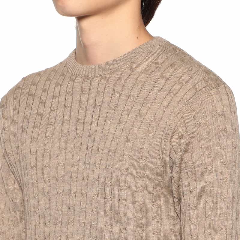 BARNEYS NEW YORK ウォッシャブルケーブルニットプルオーバー BEIGE