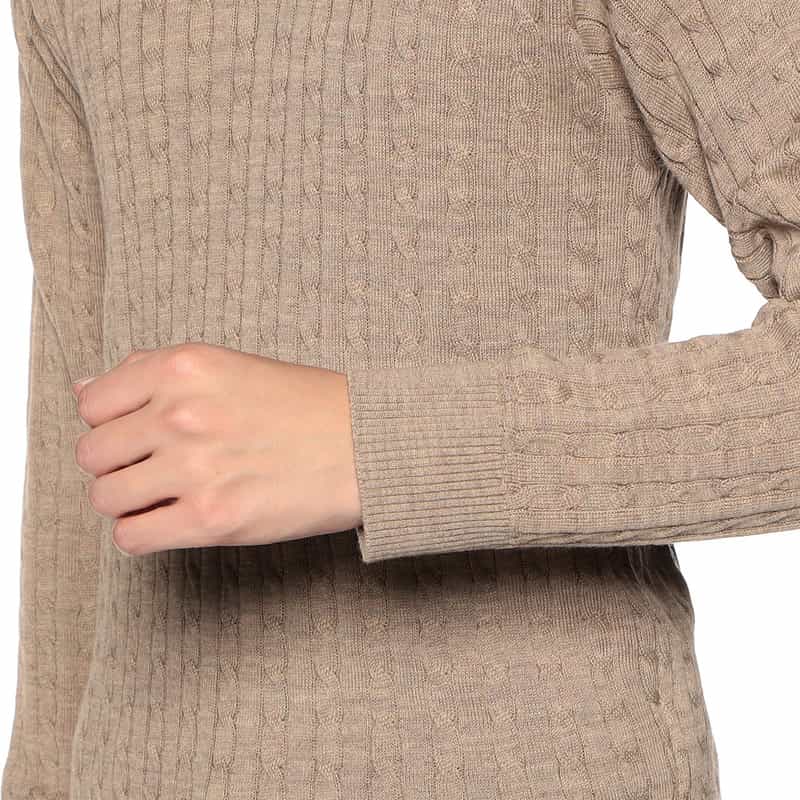 BARNEYS NEW YORK ウォッシャブルケーブルニットプルオーバー BEIGE