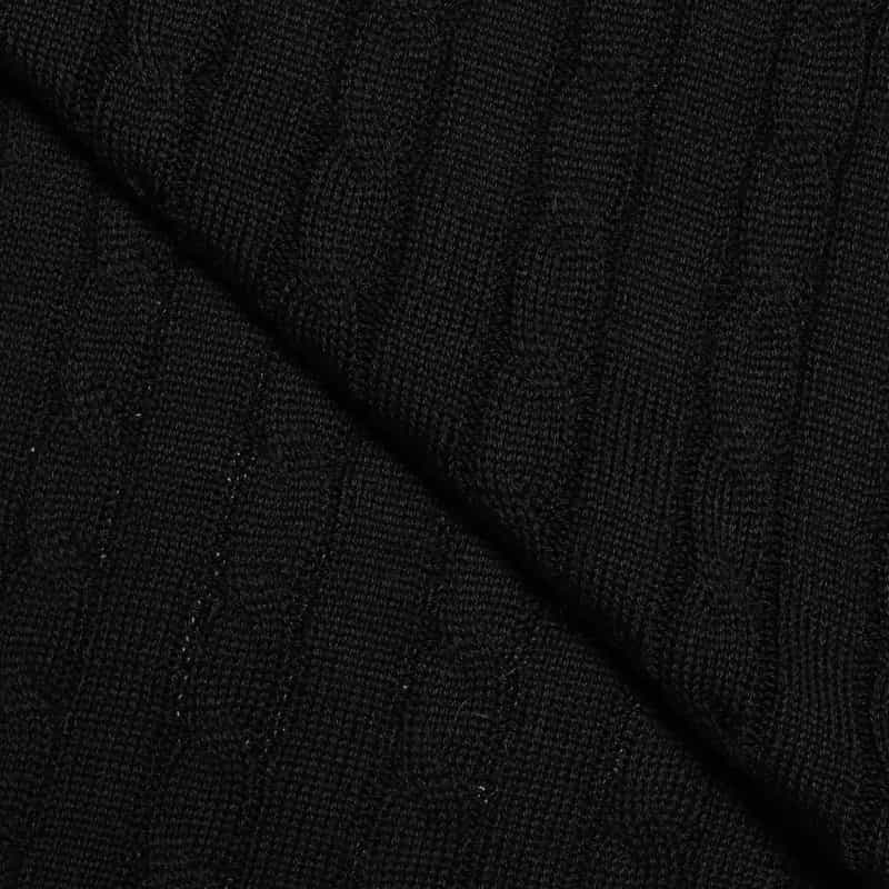 BARNEYS NEW YORK ウォッシャブルケーブルニットプルオーバー BLACK