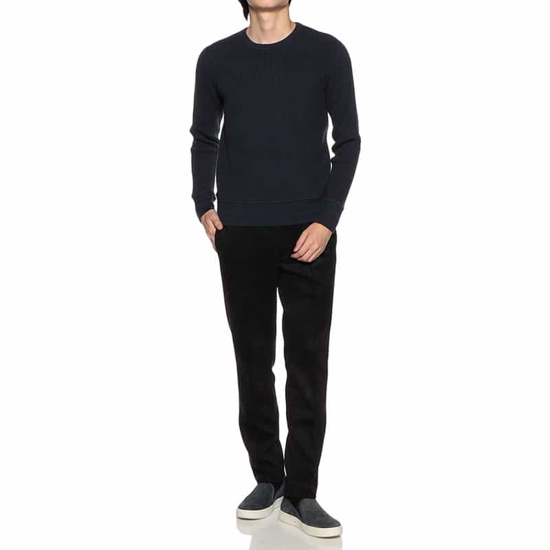 BARNEYS NEW YORK コットンカシミヤサーマルニットプルオーバー NAVY