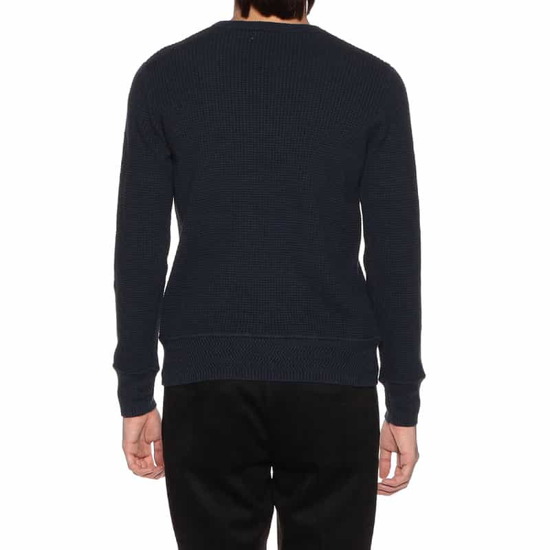 BARNEYS NEW YORK コットンカシミヤサーマルニットプルオーバー NAVY