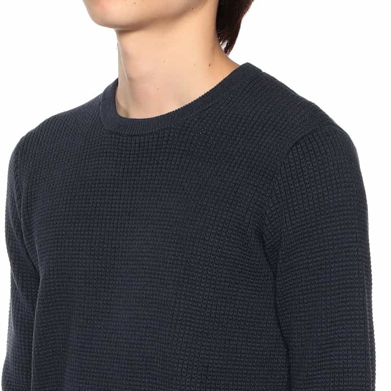 BARNEYS NEW YORK コットンカシミヤサーマルニットプルオーバー NAVY