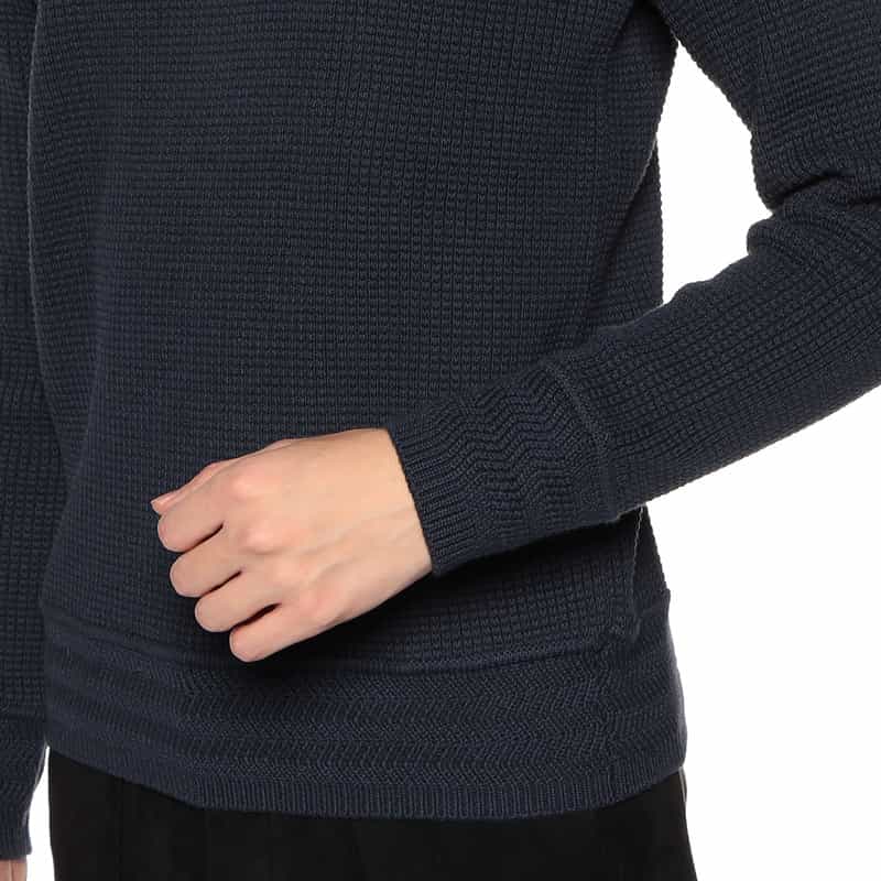 BARNEYS NEW YORK コットンカシミヤサーマルニットプルオーバー NAVY