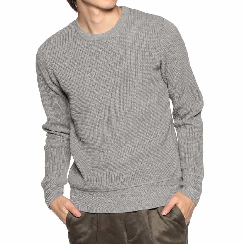 BARNEYS NEW YORK コットンカシミヤサーマルニットプルオーバー LIGHT GRAY