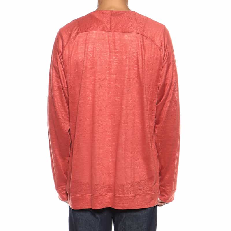 BARNEYS NEW YORK リネンVネックニットカーディガン ORANGE