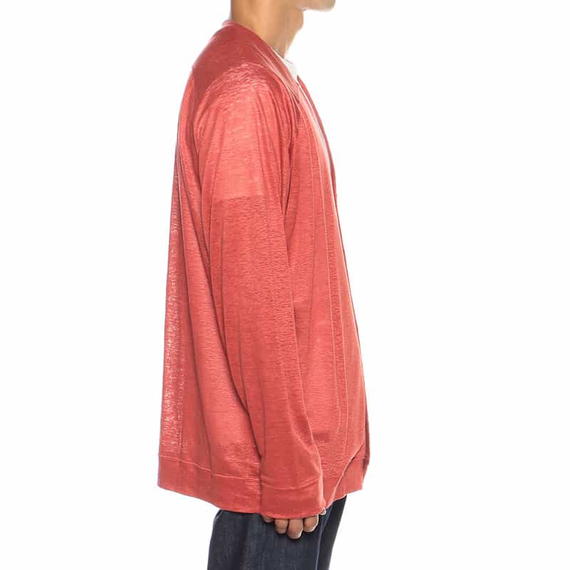 BARNEYS NEW YORK リネンVネックニットカーディガン ORANGE