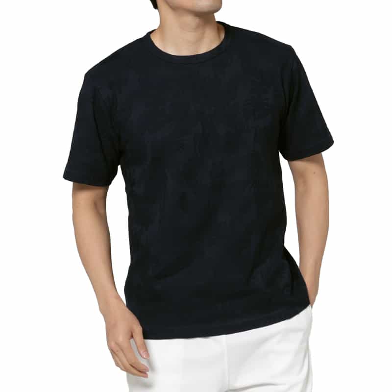 BARNEYS NEW YORK ボタニカル柄Tシャツ NAVY