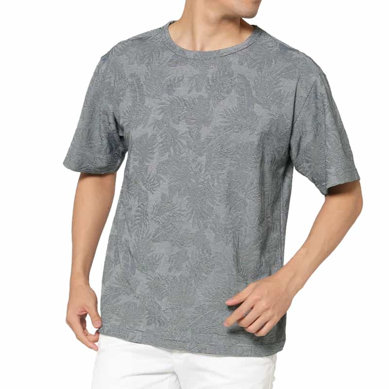 BARNEYS NEW YORK ボタニカル柄Tシャツ GRAY