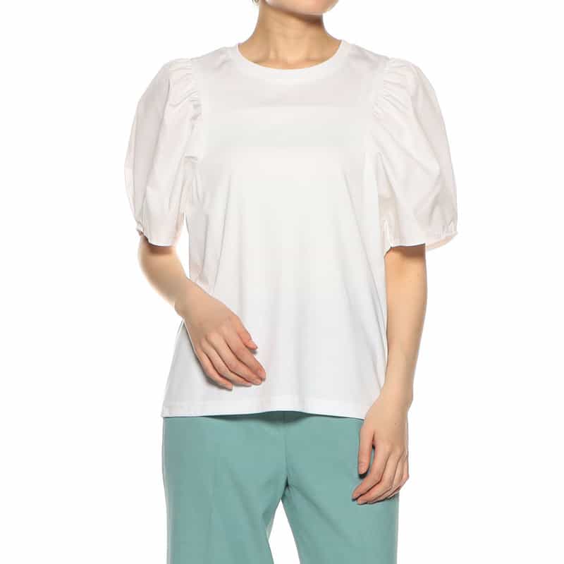 BARNEYS NEW YORK ウォッシャブル ボリュームスリーブブラウス （ALBINI社製コットン使用） WHITE